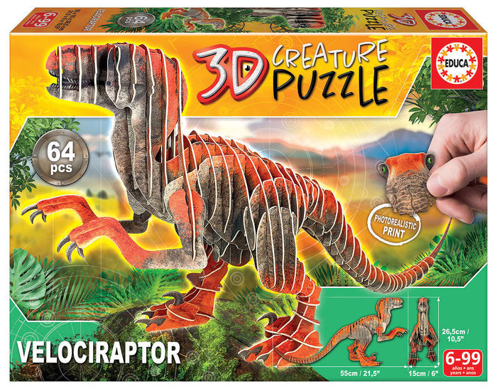 Puzzle 3D Creature Velociraptor EDUCA-BORRAS