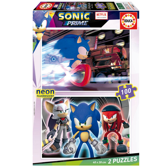 PUZZLE 2X100 SONIC PRIME NEON | EDUCA-BORRAS | 1 UNIDAD | 8412668196292