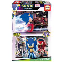 PUZZLE 2X100 SONIC PRIME NEON | EDUCA-BORRAS | 1 UNIDAD | 8412668196292