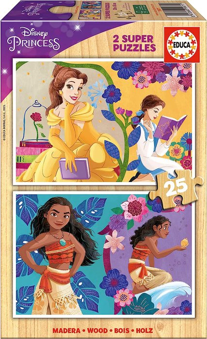 Puzzle Infantil Disney Princess Bella Vaiana 2x25 Piezas EDUCA BORRAS