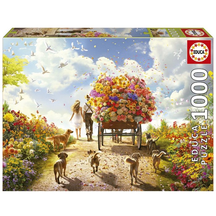 Puzzle carro de flores 1000 piezas Educa-Borras