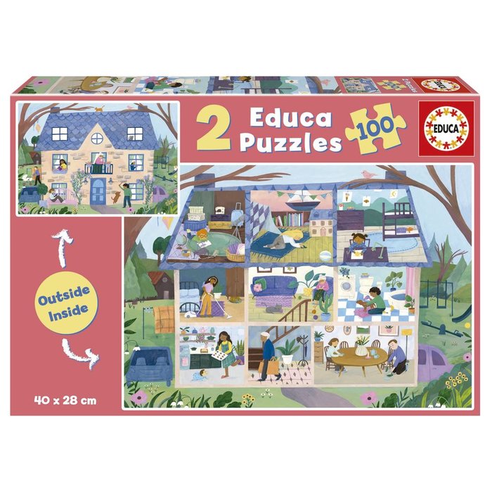 Puzzle 2x100 Piezas Casa Inside Outside Educa Borras