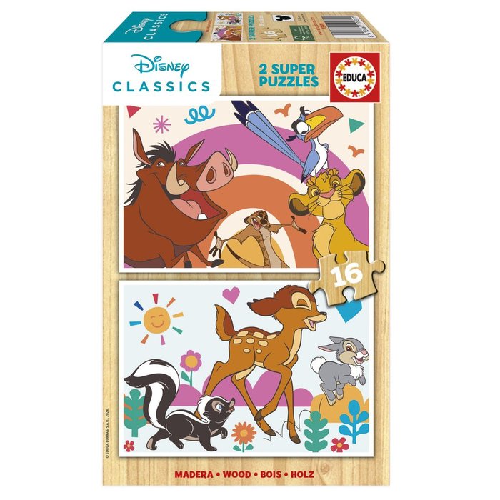 Puzzle 2x16 Disney Animals Educa Borras