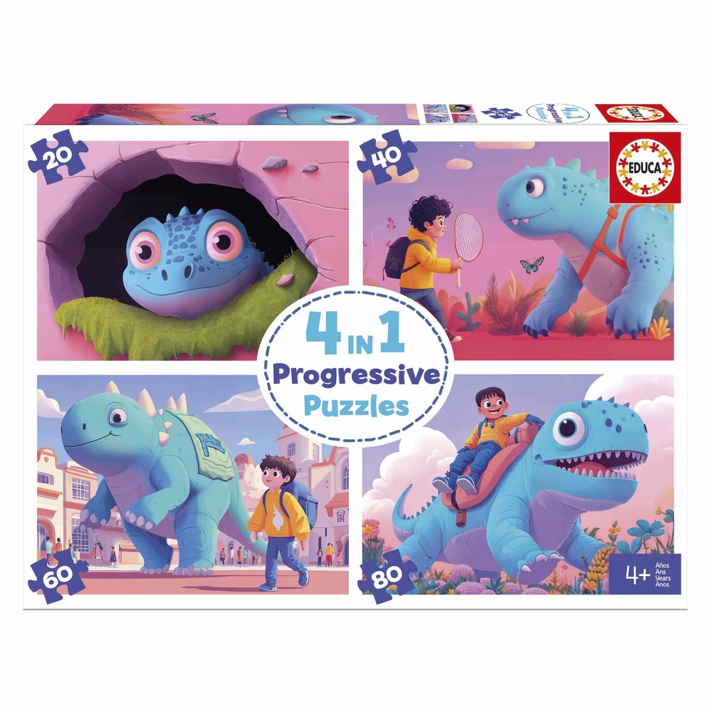 PUZZLE 20-40-60-80 PIEZAS SIMPATICOS DINOS | EDUCA-BORRAS | 1 UNIDAD | 8412668202221