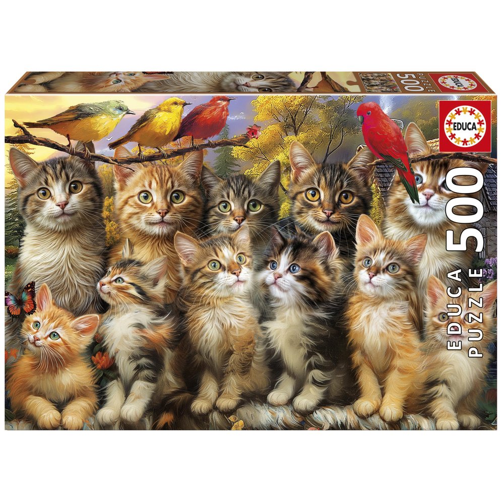 Puzle 500 Gatitos y Pájaros Educa-Borras Imagen principal del producto