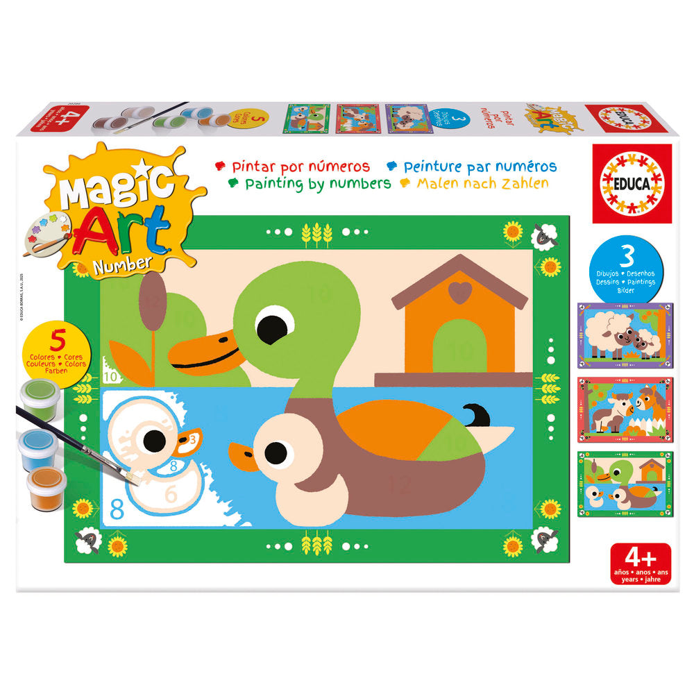 Magic Art Number Granja 4 Pack de 4 puzzles educativos EDUCA-BORRAS