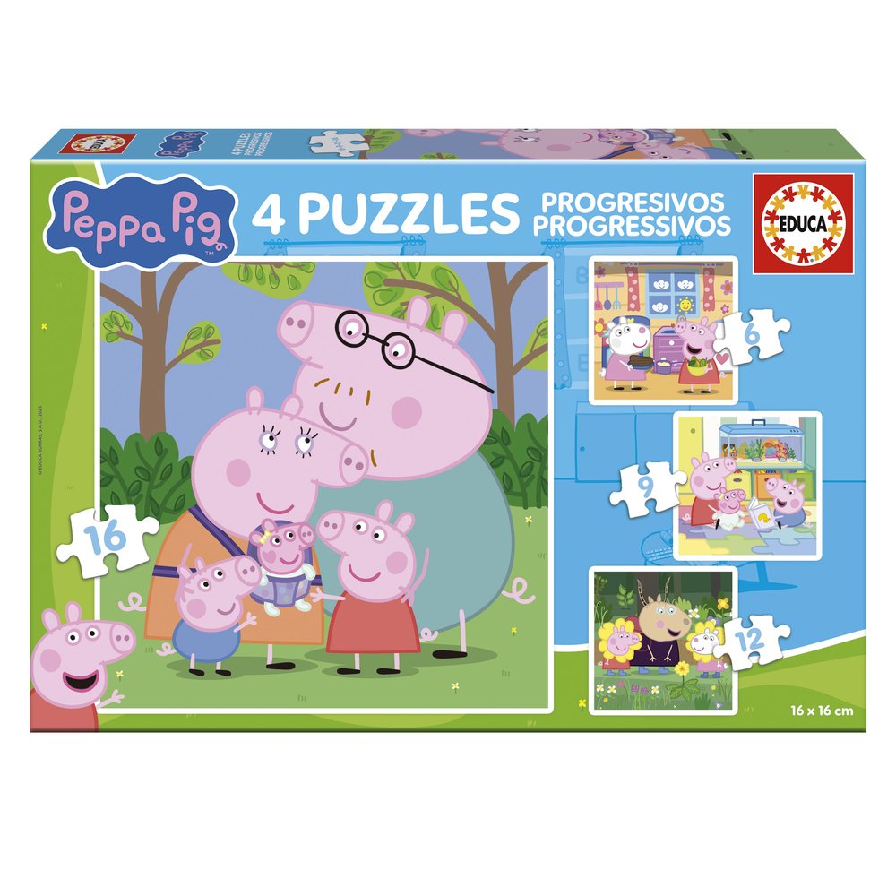 Puzle Progressivos Peppa Pig 6-9-12-16 Educa-Borras Imagen principal del producto