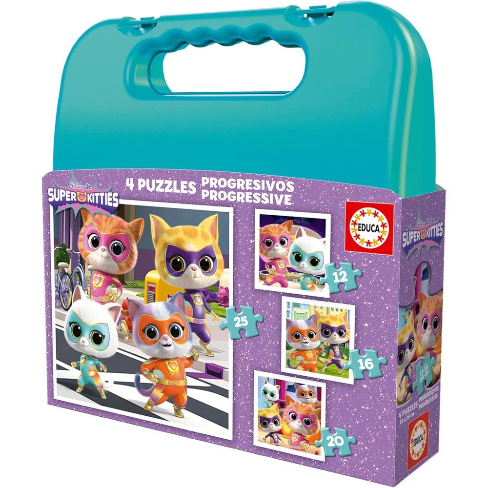 PUZZLE MALETA PROGRESIVOS SUPERKITTIES 12+16+20+25 PIEZAS | EDUCA-BORRAS | 1 UNIDAD | 8412668203419 Imagen principal del producto