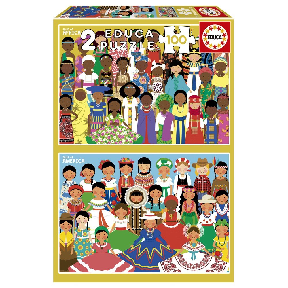 Puzzle 2x100 Chicas de América y Chicas de África EDUCA-BORRAS Imagen principal del producto