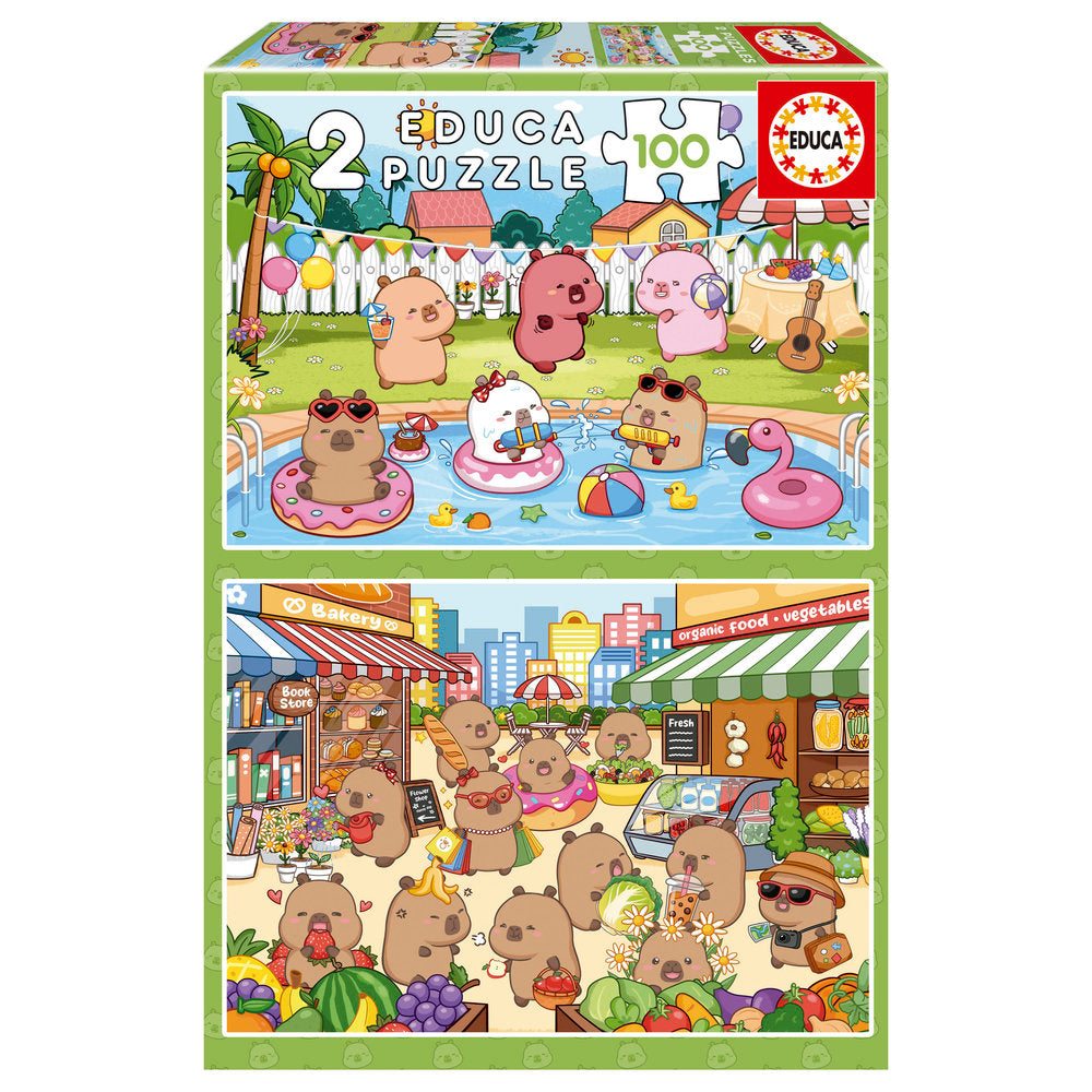 Puzzle 2x100 Capybaras Capyfun EDUCA-BORRAS