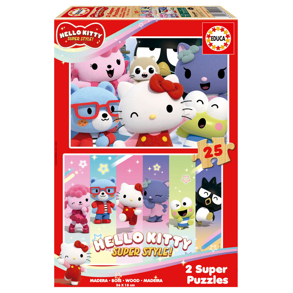 Puzzle 2x25 Hello Kitty Super Style madera EDUCA-BORRAS