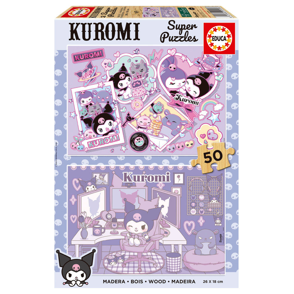 Puzzle 2x50 Kuromi Educa-Borras en madera