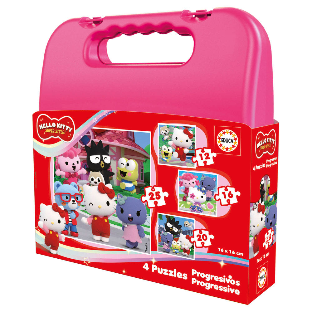 Puzzle maleta progressivos Hello Kitty Super Style 6-9-12-1 Marca Educa-Borras