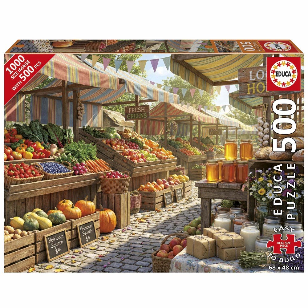Puzzle 500 Piezas Plus Mercado Soleado de las Granjas Educa Borras