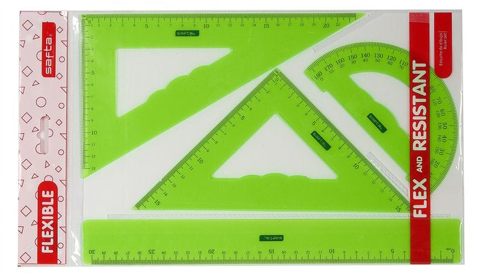 Juego de reglas flexible 4 piezas Safta Básico (Pack 12 uds)