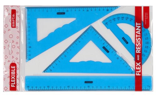 Juego de reglas flexible 4 piezas Safta Básico (Pack 12 uds)