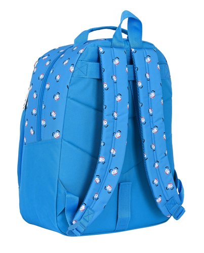 Mochila escolar Adapt. carro Safta azul 42cm