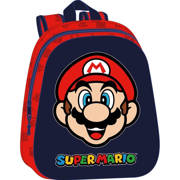 MOCHILA GUARDERIA 3D SUPER MARIO 33X27CM | SAFTA, S,A,