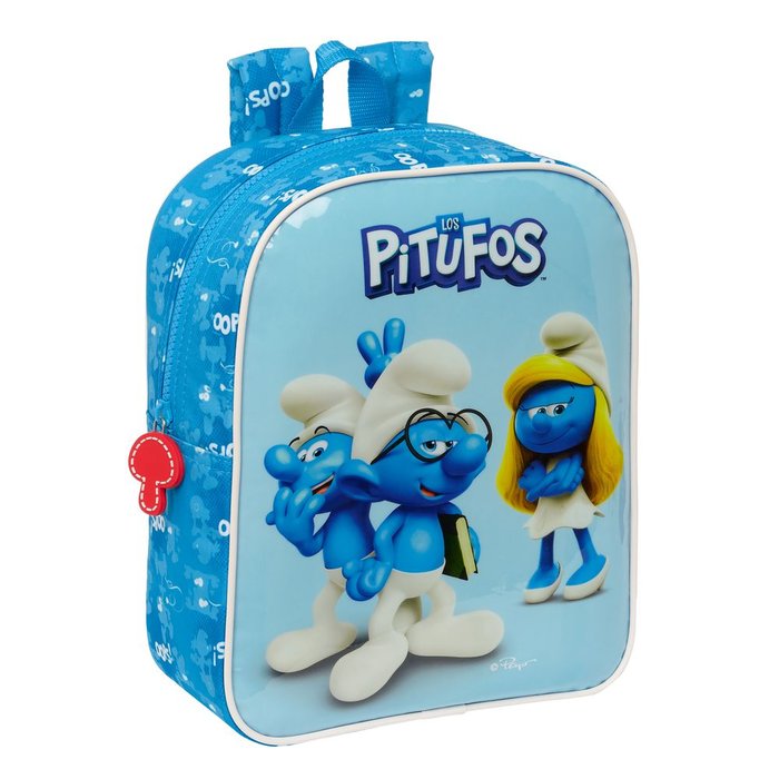 MOCHILA GUARDERIA ADAPTABLE CARRO LOS PITUFOS 22x27x1cm