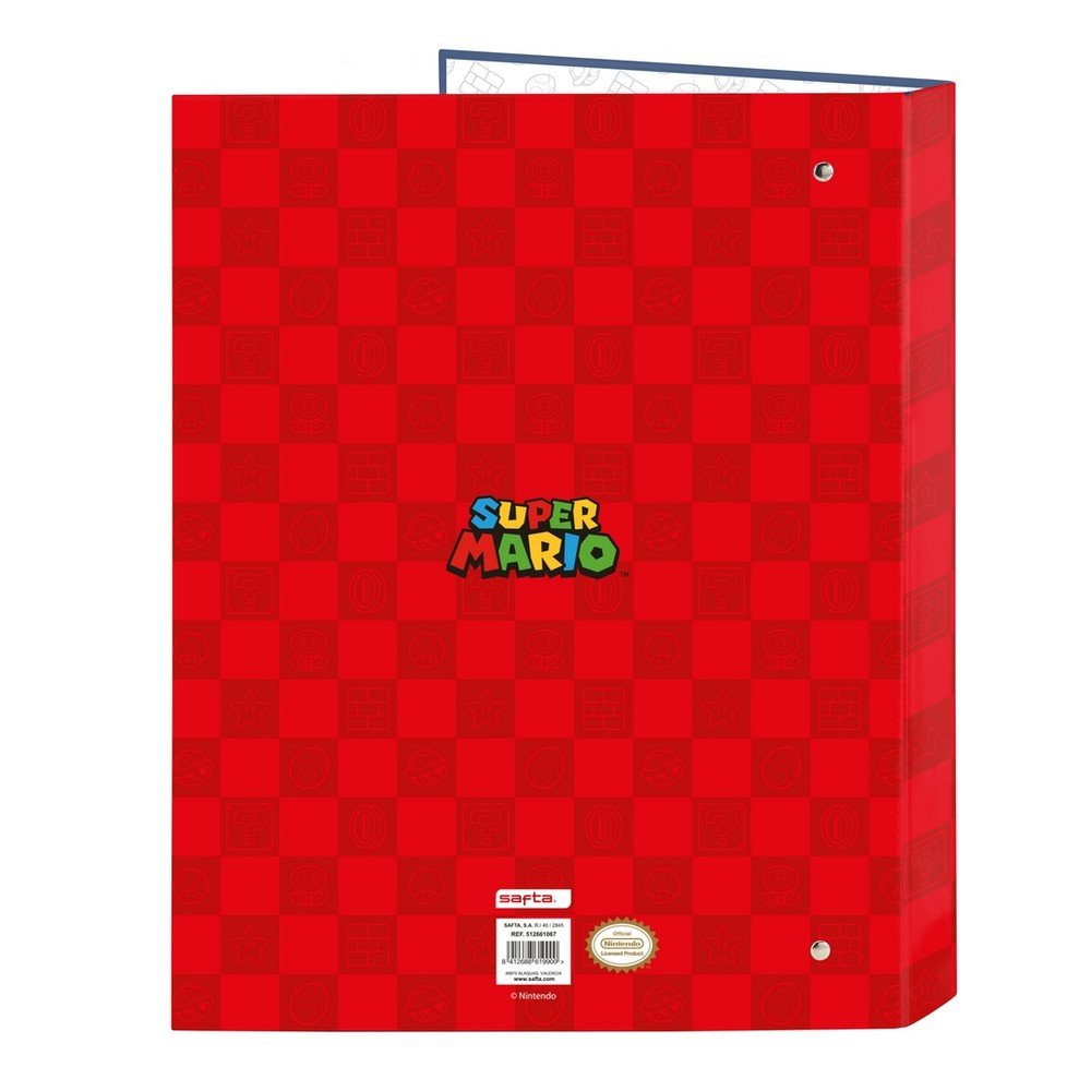 Carpeta Cartón Folio 4 Anillas Super Mario - Safta