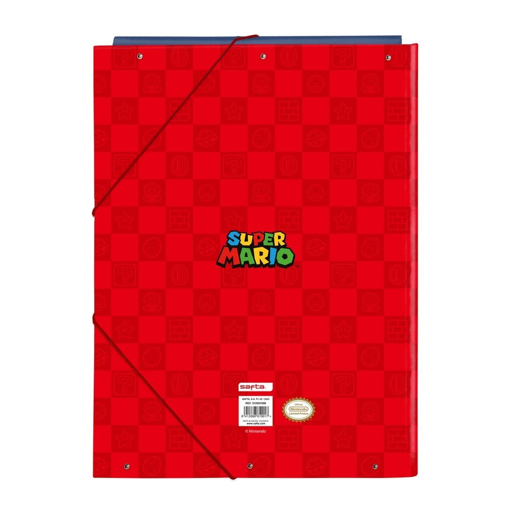Carpeta Cartón Folio Gomas Solapas Super Mario