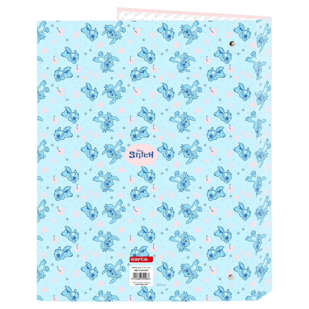 Carpeta Cartón Folio 4 Anillas Mixtas Stitch Ohana