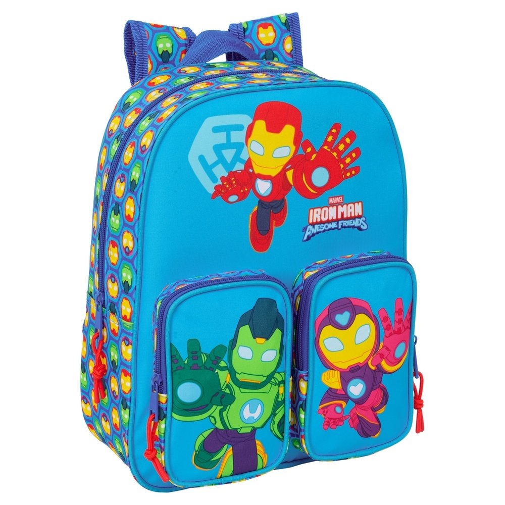 Mochila infantil bolsillos adapt. carro Iron Man SAFTA