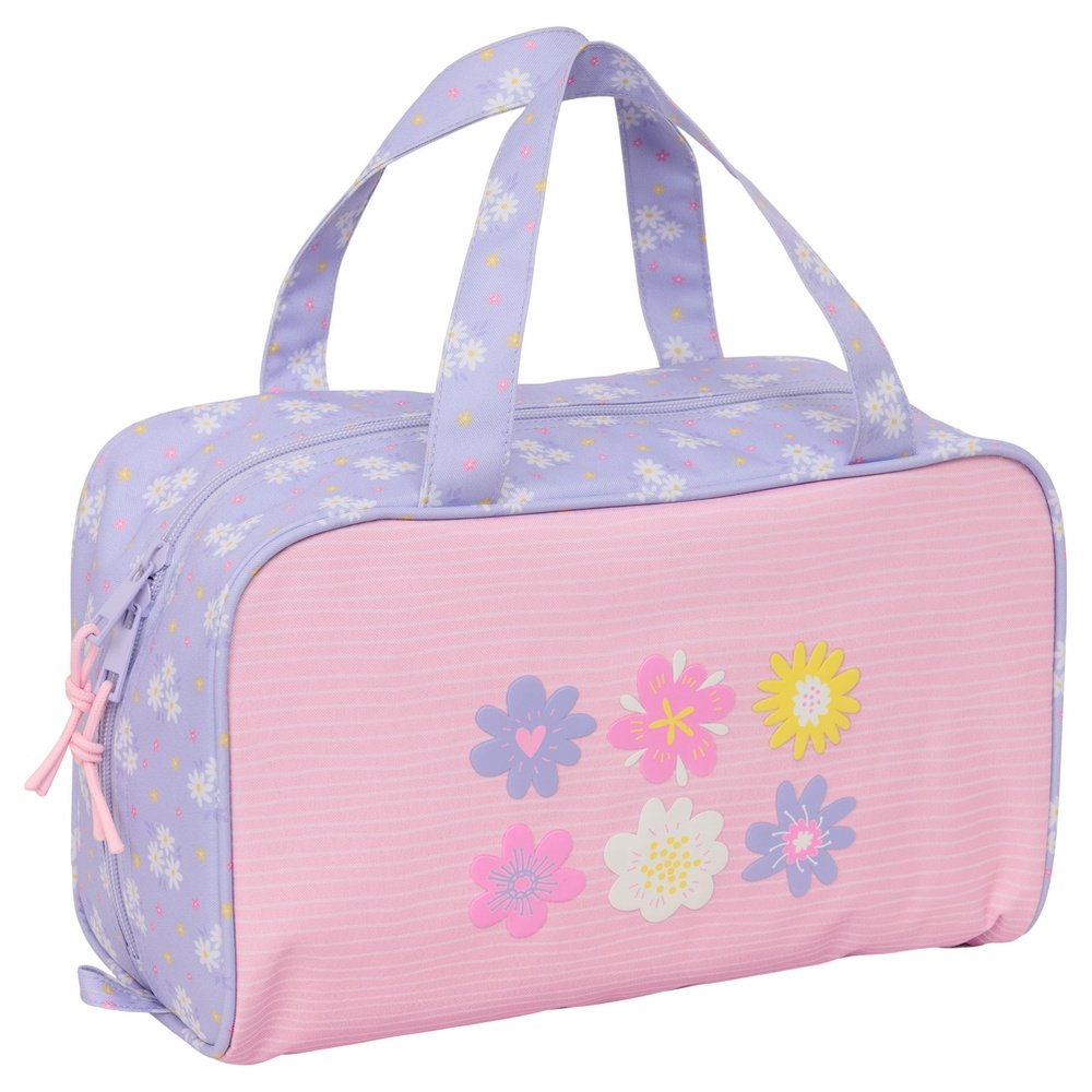 Neceser rectangular Safta Bouquet marca Safta en rosa y lila