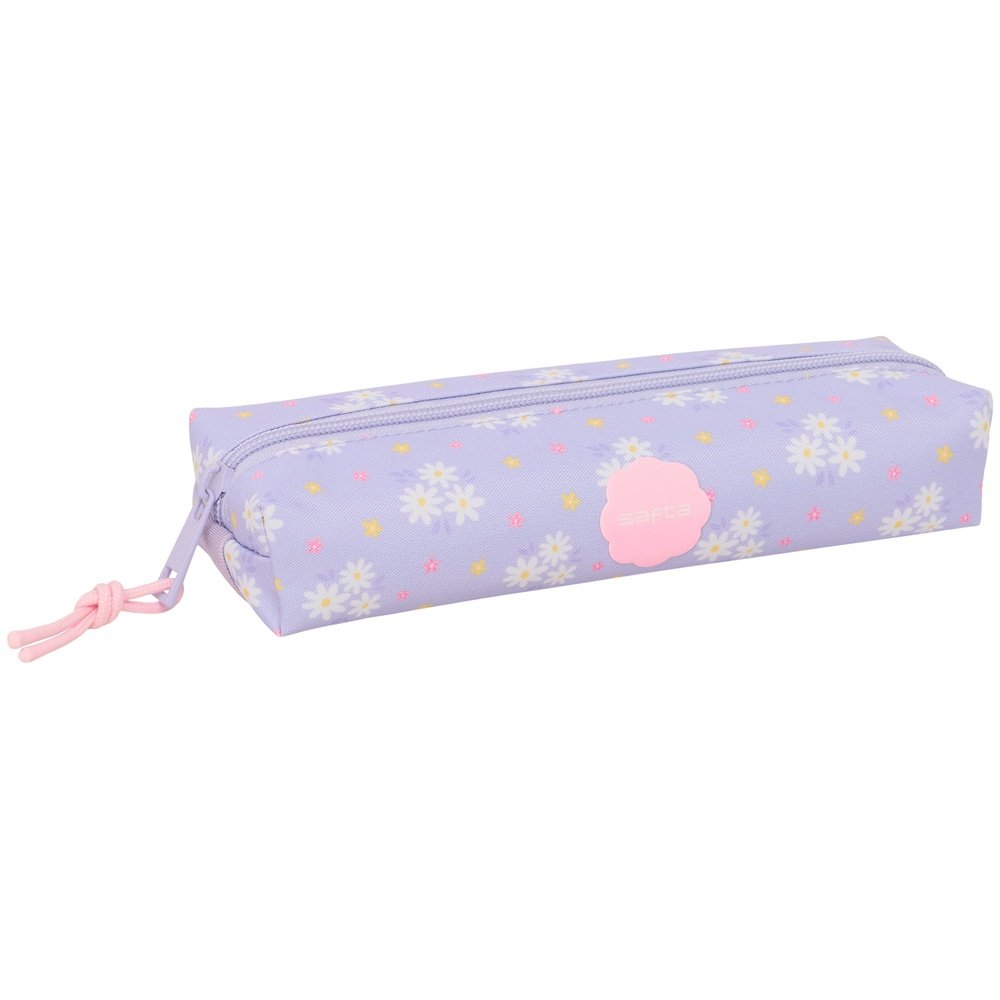 Portatodo rectangular con goma elastica rosa y lila Safta Bouquet
