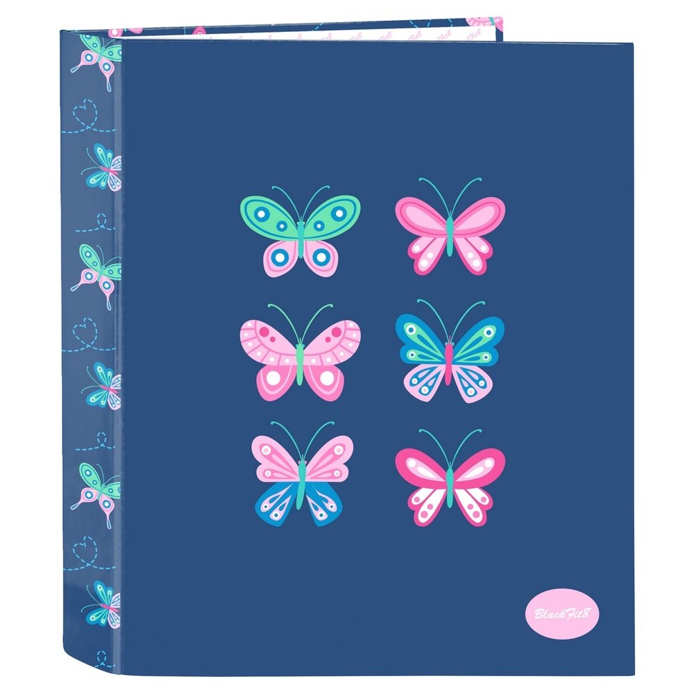 Carpeta Cartón Folio 4 Anillas Lomo Ancho Blackfit8 Mariposa Marca Safta
