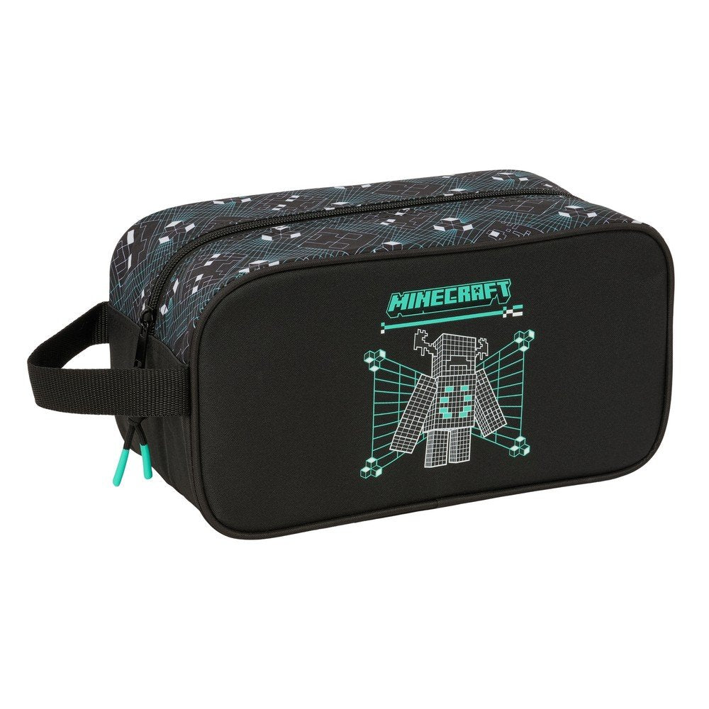 Zapatillero Minecraft Screen SAFTA S.A. Negro y Turquesa
