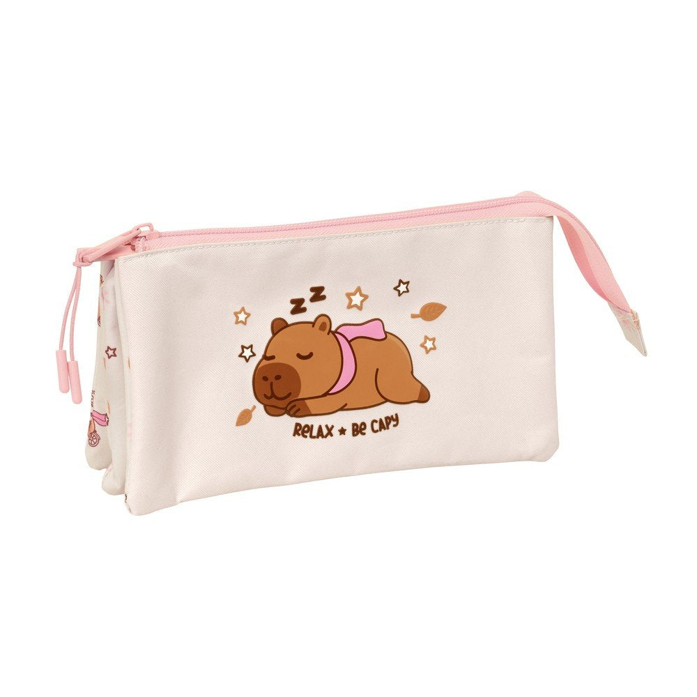 Portatodo triple Capibara SAFTA S.A. Beig y Rosa Claro