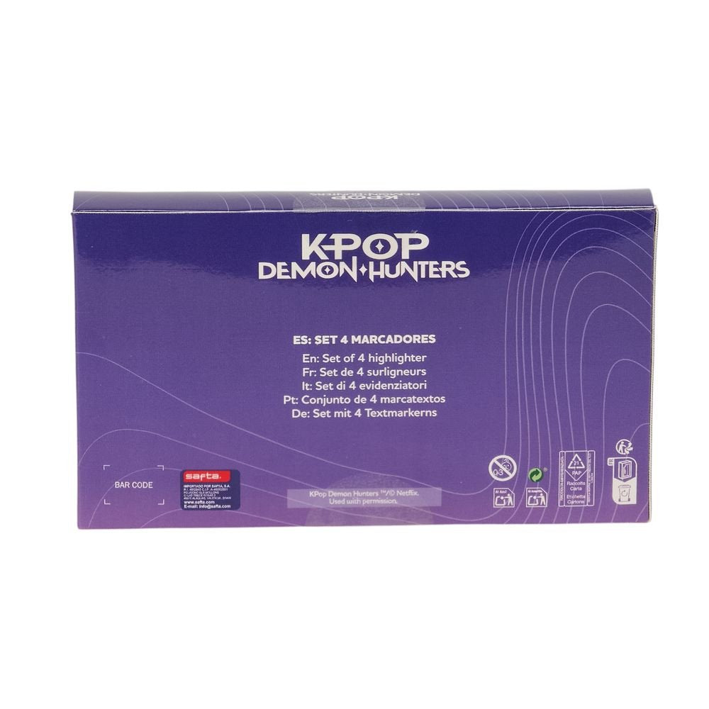 Set 4 rotuladores fluorescentes K-Pop Demon Hunters (Pack 12 uds)