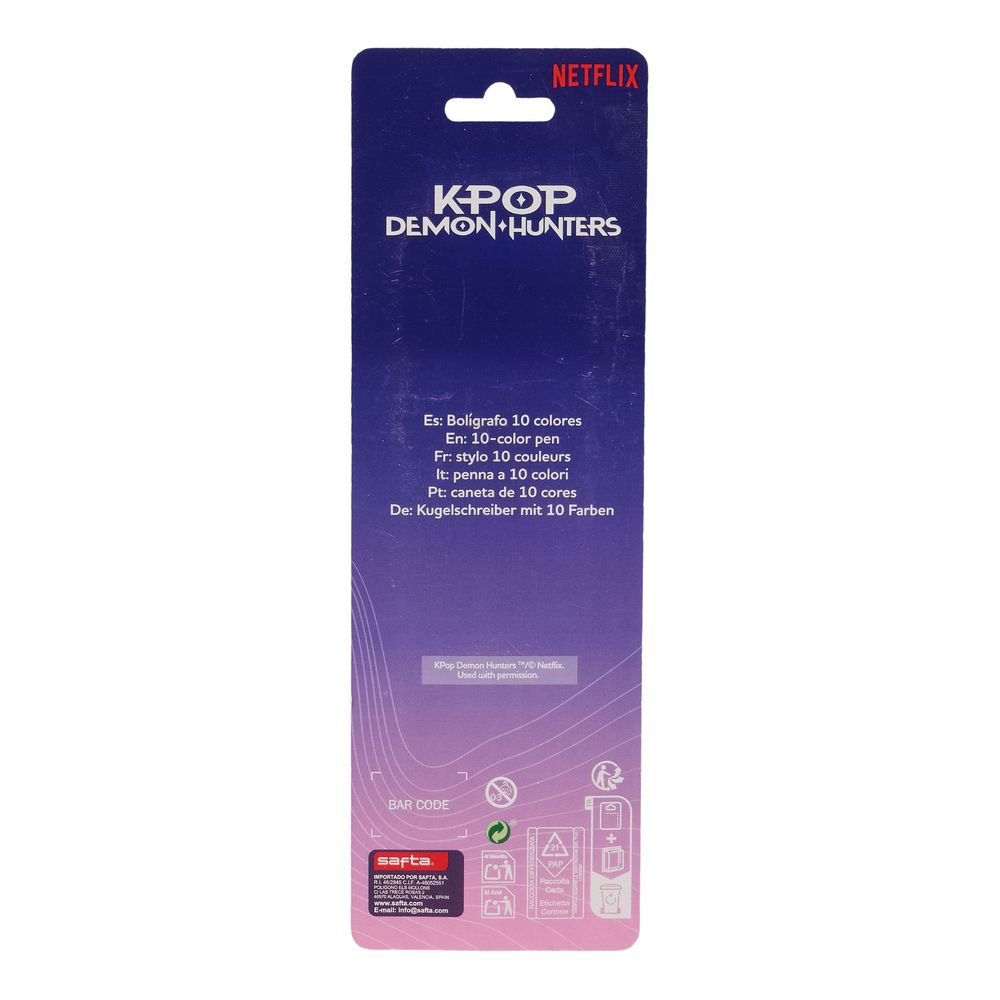 Blister bolígrafo retráctil 10 colores K-pop Demon Hunters (Pack 12 uds)