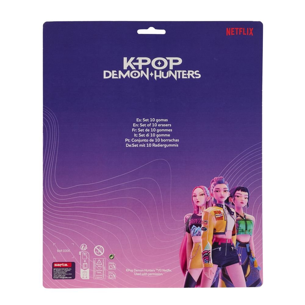 Set 10 gomas de borrar K-Pop Demon Hunters Safta (Pack 12 uds)