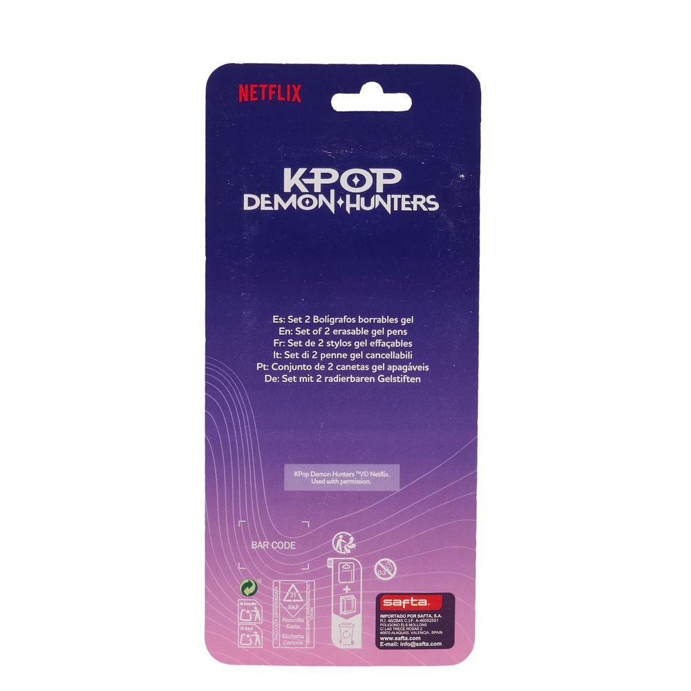 Blister 2 bolígrafos borrables K-POP Demon Hunters (Pack 12 uds)