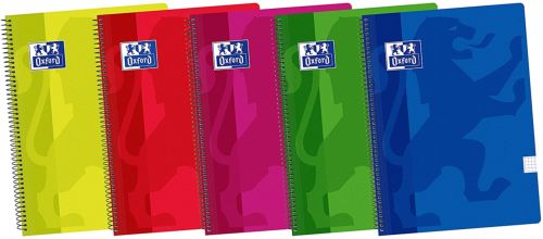 Paq/5 cuaderno espiral 4º 80h 90g. 1 horizontal c/m tapa extradura colores surtidos Imagen principal del producto