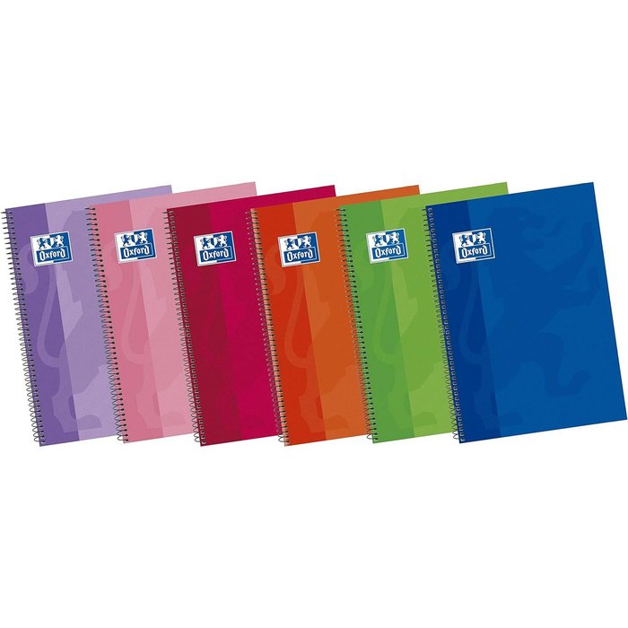 Bloc Espiral A4 Liso 80H 90g | Oxford | Cartón | Formato A4 | Pack 5 Unidades