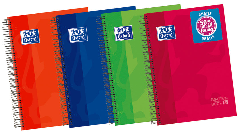 Paq/5 cuaderno espiral a4+ 120h 90g. 1 horizontal ebook5 classic microperforado colores surtidos Imagen principal del producto