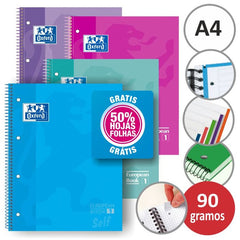 Bloc Espiral Estándar Liso 120H 90g | Oxford | Cartón | Formato Estándar | Pack 5 Unidades