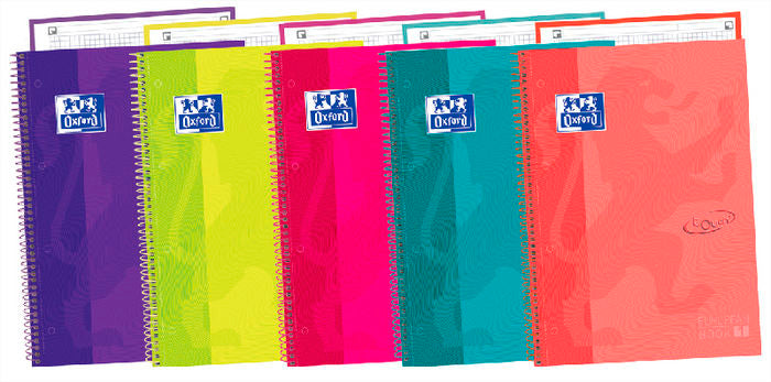 Bloc Espiral Estándar Liso 120H 90g | Oxford | Cartón | Formato Estándar | Pack 5 Unidades