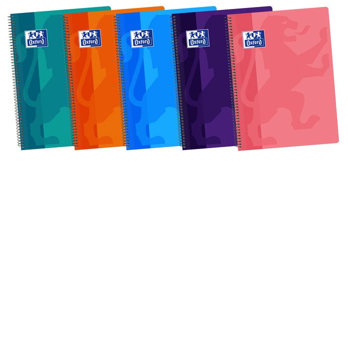 Pack 5 cuaderno espiral Fº 80h 90g. cuadrícula 4x4 c/m tapa plástico colores tendencia Imagen principal del producto