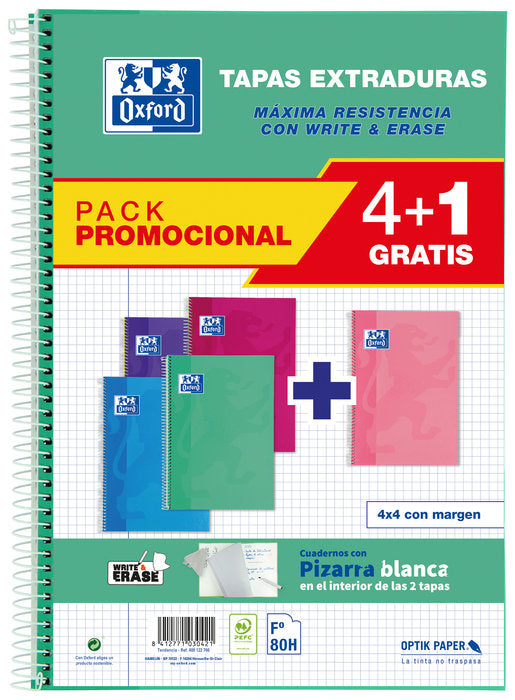 Bloc Espiral Estándar Liso 80H 90g | Oxford | Cartón | Formato Estándar | Pack 1 Unidades