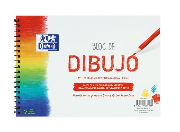 Bloc Espiral Estándar Liso 20H 130g | Oxford | Cartón | Formato Estándar | Pack 1 Unidades