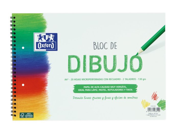 Bloc Espiral Estándar Liso 20H 130g | Oxford | Cartón | Formato Estándar | Pack 1 Unidades Imagen principal del producto