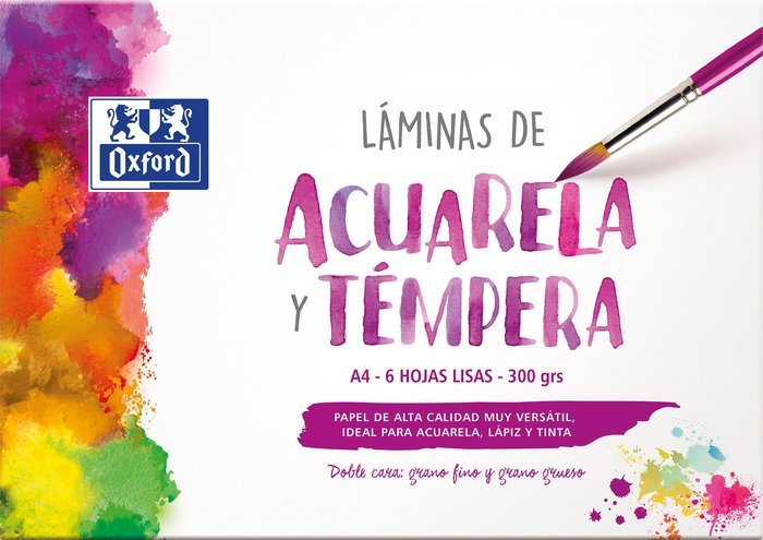 SOBRE 6 LAMINAS ACUARELA A4 300G | 5 UNIDADES | (OXFORD)