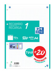 RECAMBIO A4 100+20 HOJAS 5X5 ICE MINT 90GRS | 1 UNIDADES | (OXFORD)