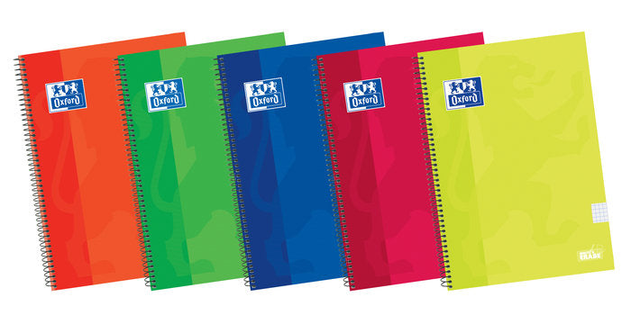 Bloc Espiral A4 Liso 80H 90g | Oxford | Cartón | Formato A4 | Pack 5 Unidades