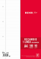 RECAMBIO FOLIO 100H HORIZONTAL 4 TALADROS ENRI | 1 UNIDADES | (ENRI 2000, S,A,)
