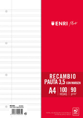 RECAMBIO A4 ENRI 90GR PAUTA 3,5MM | 1 UNIDADES | (ENRI 2000, S,A,)